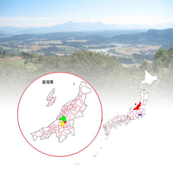 日本地図と新潟県